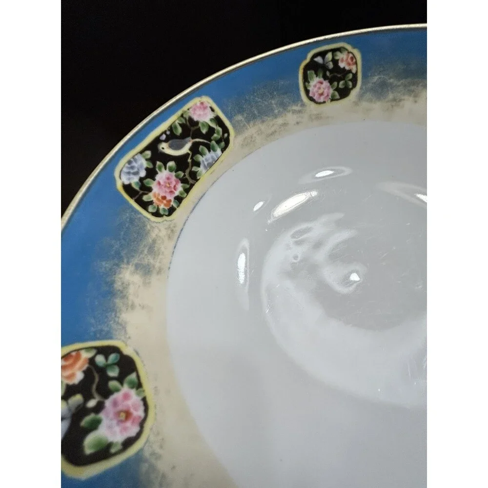 Nippon Hand Painted Bird Floral‎ Pedestal Bowl Vintage